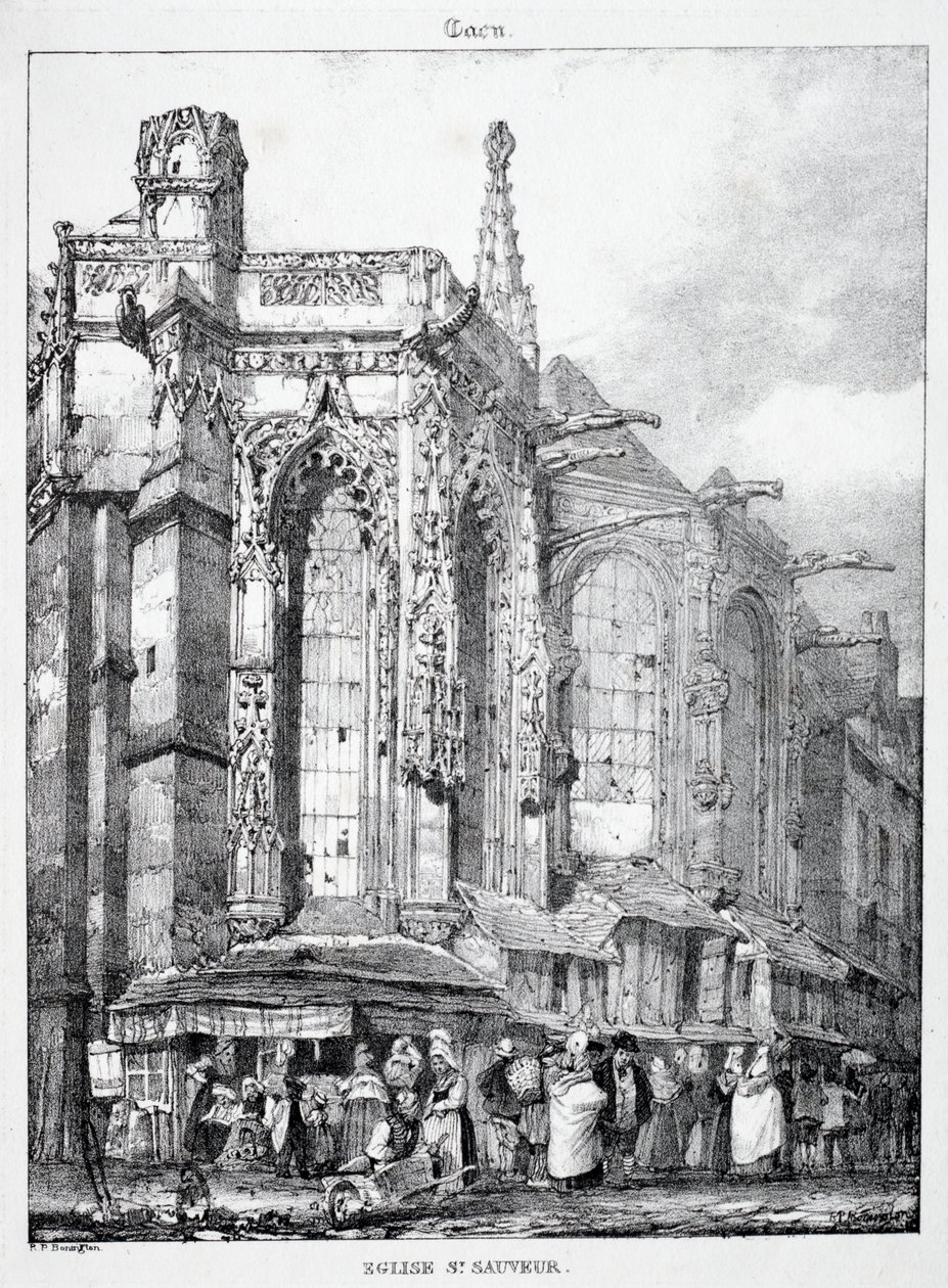 Resten en Fragmenten van Architectuur uit de Middeleeuwen: Église St. Sauveur, Caën door Richard Parkes Bonington