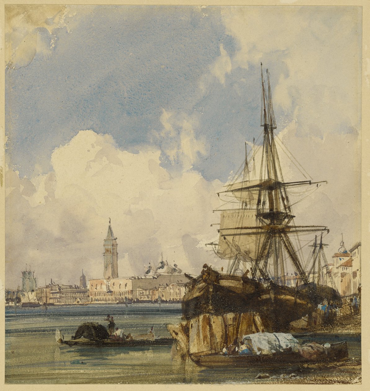 Riva degli Schiavoni, vanaf de buurt van San Biagio, Venetië door Richard Parkes Bonington