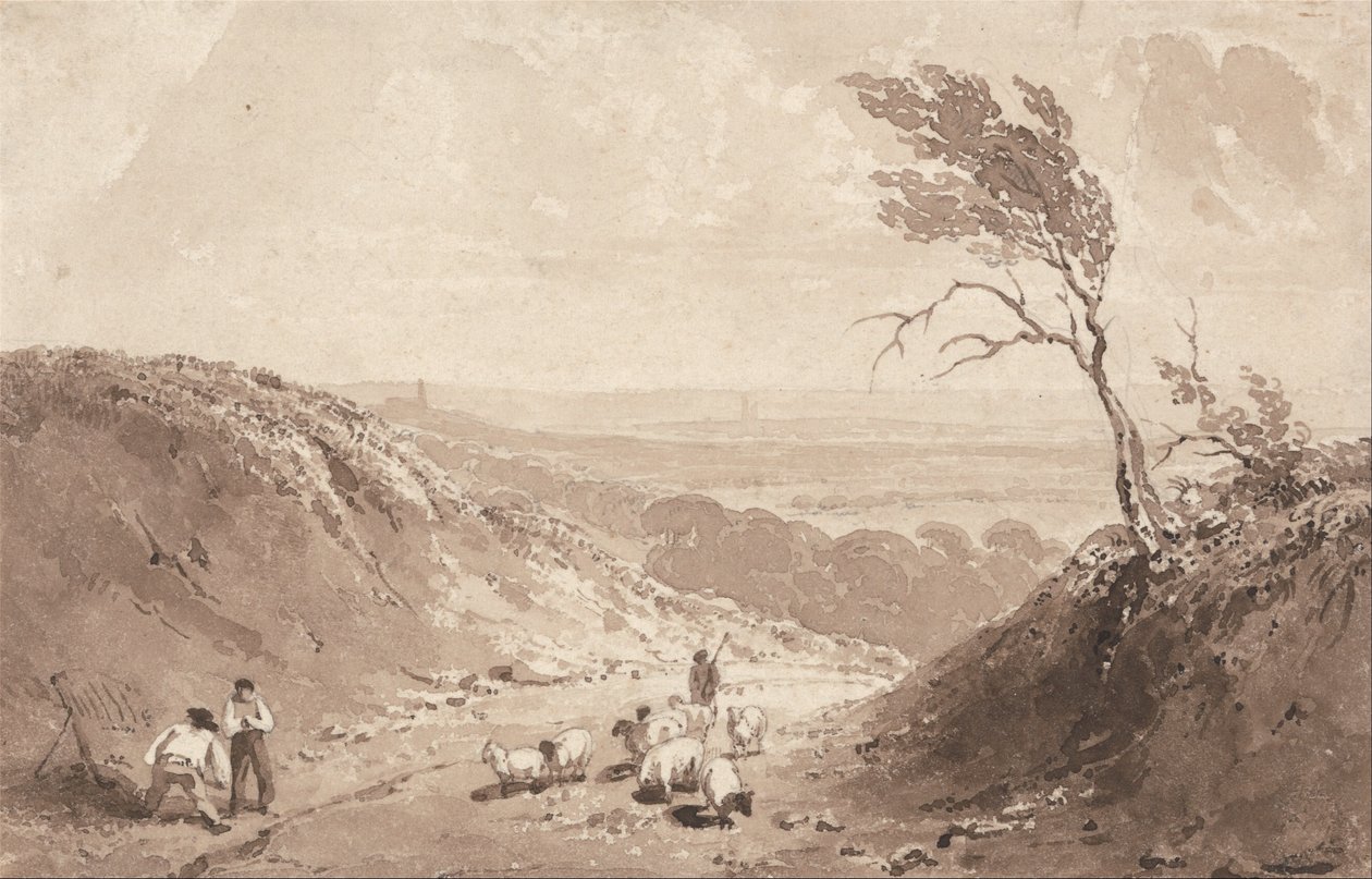 Wegwerkers, nabij Lillebonne door Richard Parkes Bonington