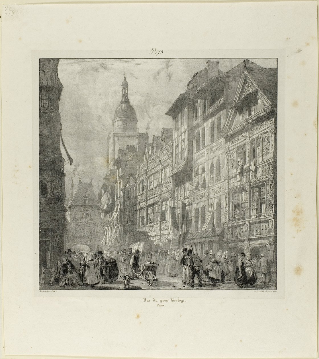 Rue du Gros Horloge door Richard Parkes Bonington