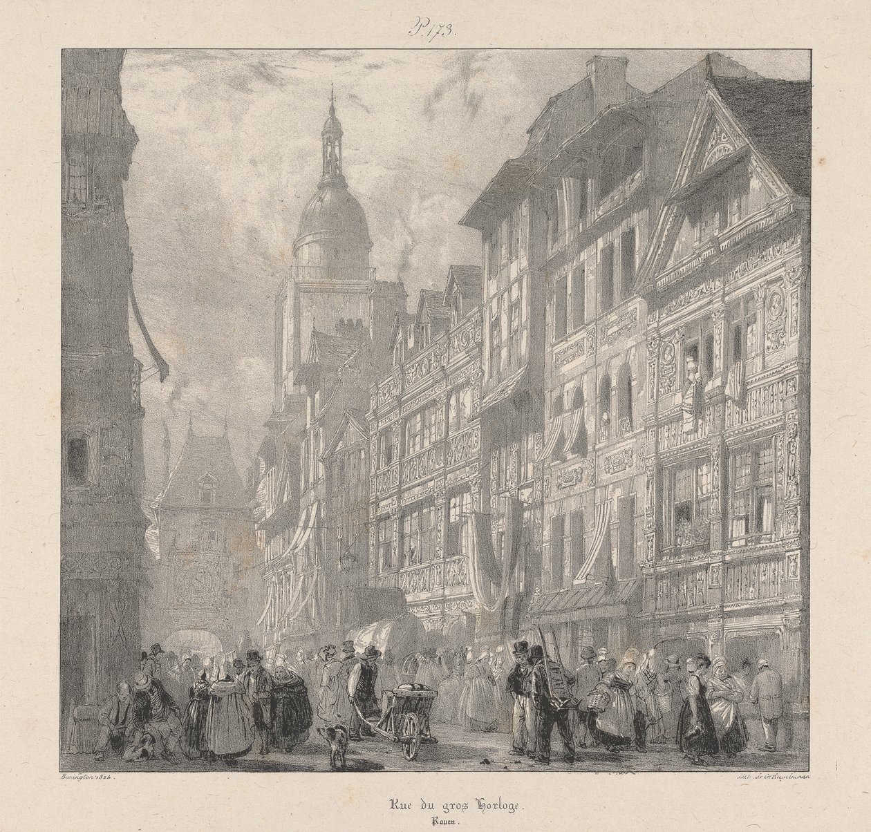 Rue du Gros Horloge door Richard Parkes Bonington
