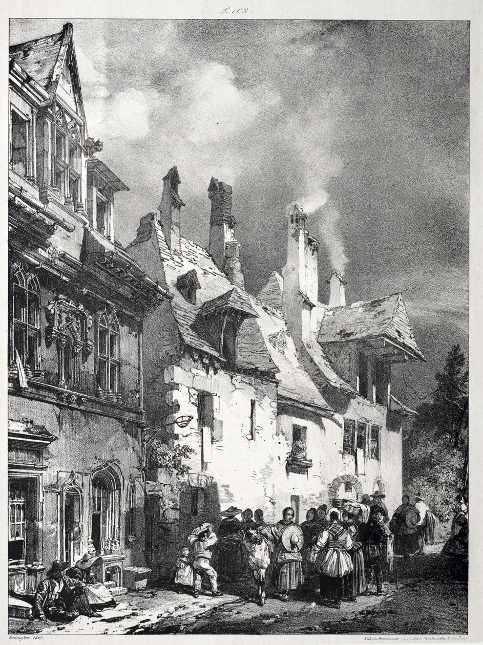 Straat in de Buitenwijken van Besançon, Frankrijk door Richard Parkes Bonington