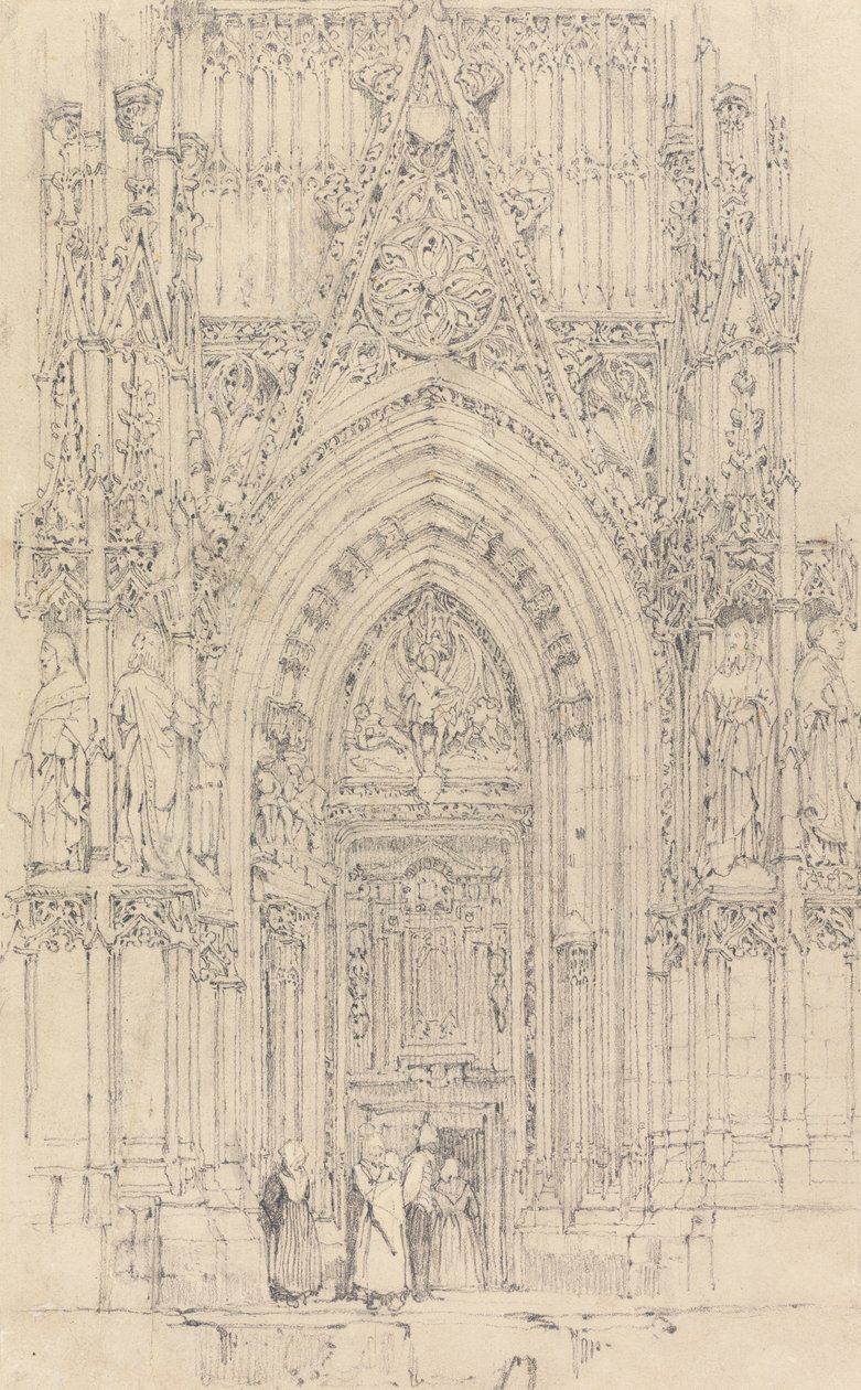De kerk van St. Wulfran, Abbeville: De noorddeur van de westelijke gevel door Richard Parkes Bonington