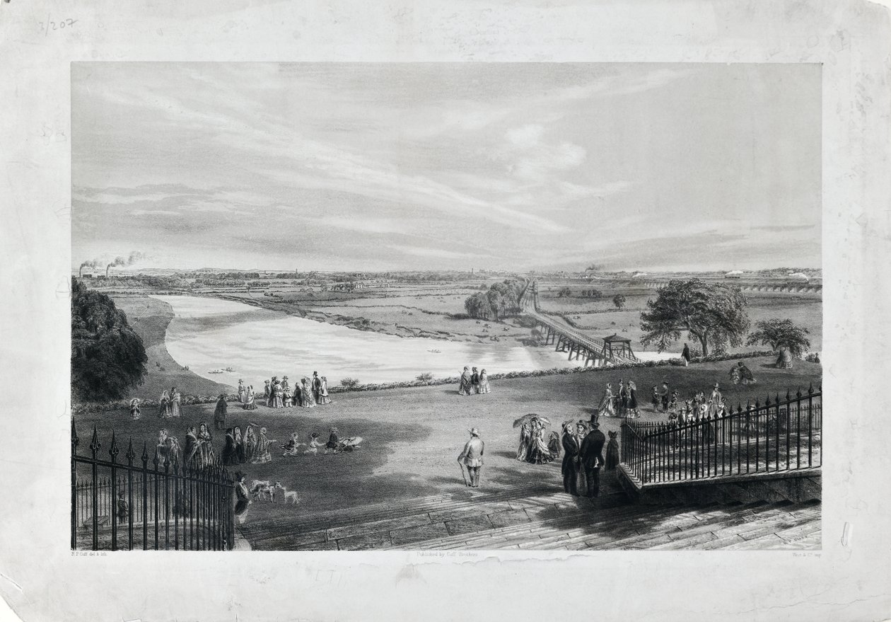 Avenham  Miller Park, ca. 1870 (getinte litho op papier) door Richard Parminter Cuff