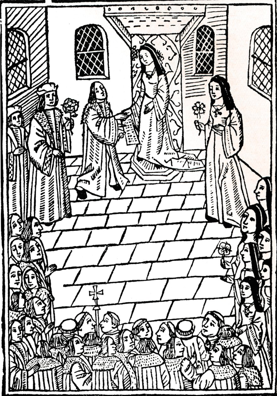 Huwelijksverdrag tussen Karel V en prinses Mary Tudor, c1508 door Richard Pynson