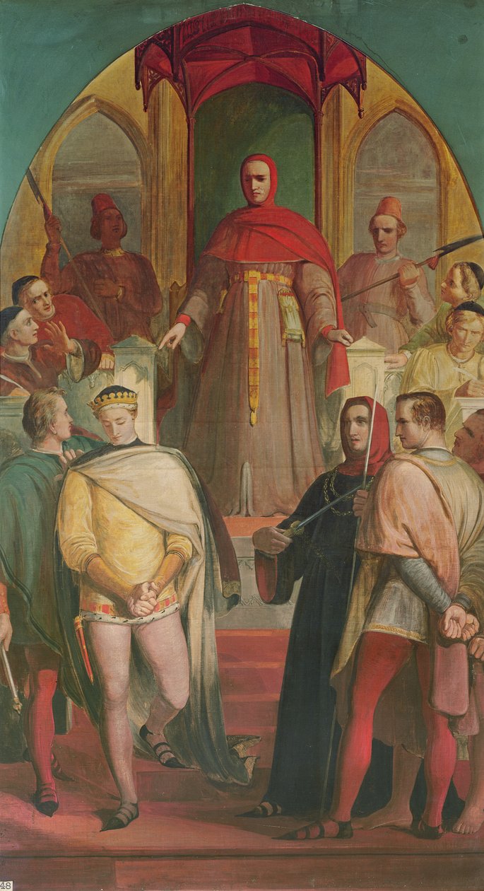 Prins Hendrik erkent de autoriteit van rechter Gascoigne door Richard Redgrave