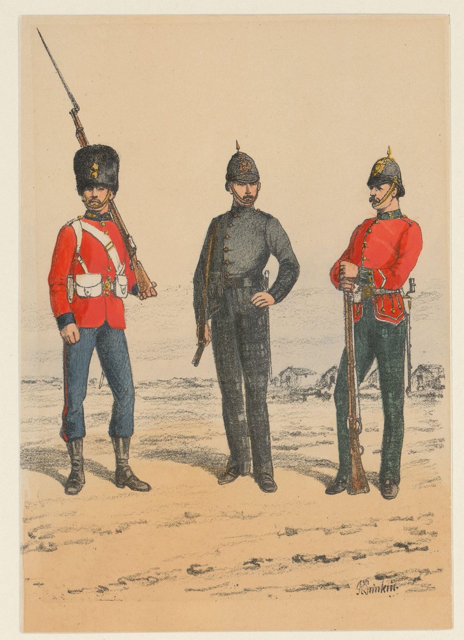 Drie Britse militairen door Richard Simkin