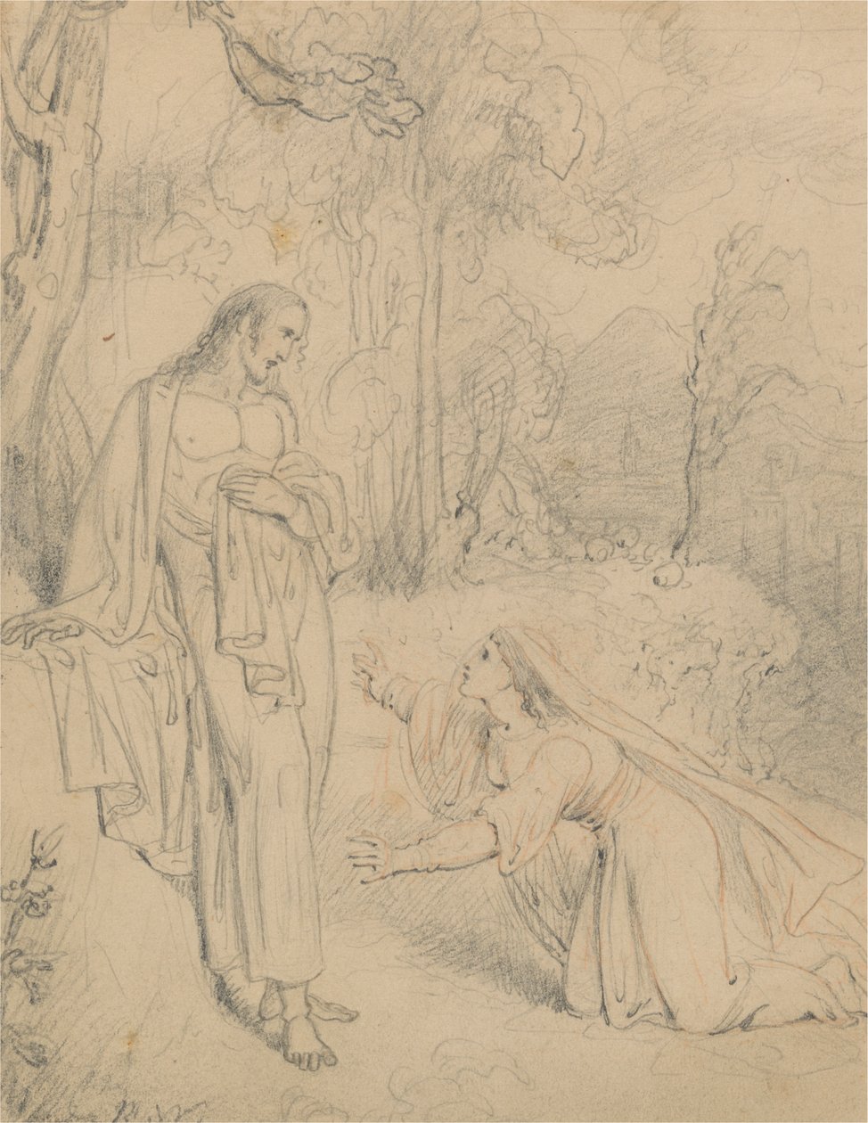 Christus Verschijnt aan Maria Magdalena (Johannes 20:13-14) door Richard Westall