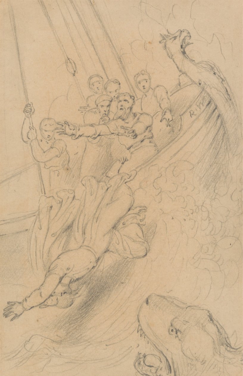 Jona in de Zee Geworpen (Jona 1:15) door Richard Westall