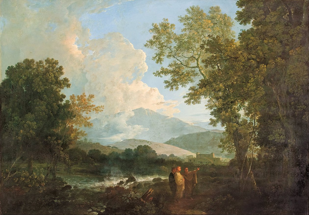 Cicero met zijn vriend Atticus en broer Quintus, in zijn villa te Arpinum door Richard Wilson