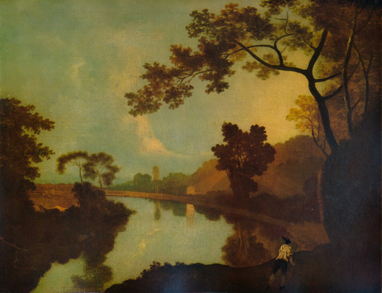 Rivierscène, met figuur op de oever, ca. 1779 door Richard Wilson