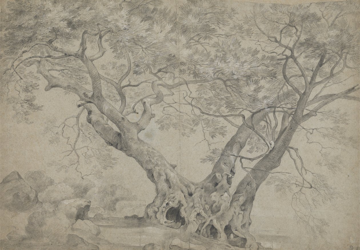 De Arbra Sacra aan de oevers van het Meer van Nemi, c.1754-56 door Richard Wilson