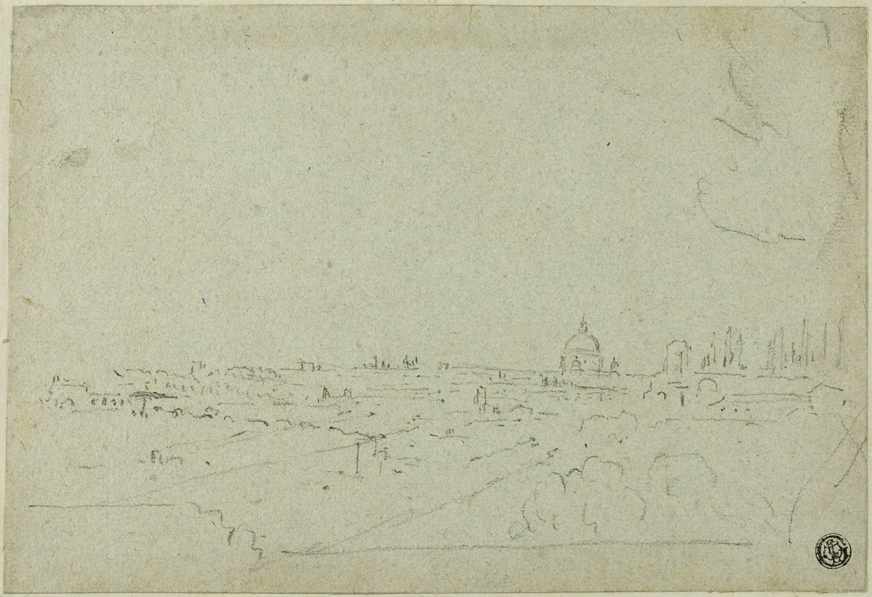 Gezicht op de Sint Pieter vanuit het Paleis van de Caesars, met daaronder het Circus Maximus door Richard Wilson