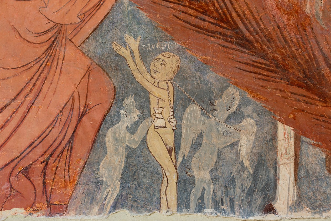 Laatste Oordeel, detail, "De ketters", 13e eeuw (vers) door Rinaldo da Taranto