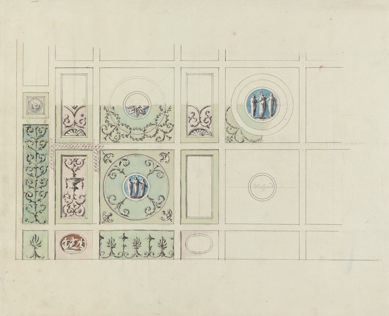Ontwerp voor het plafond van de Eetkamer, Headfort House door Robert Adam