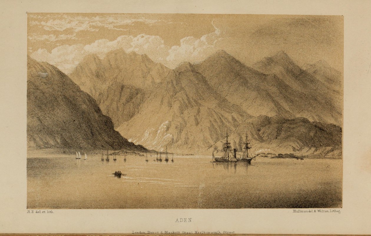 Aden, aquarel schilderij door Robert Elwes (1819-1878), een rijke jonge Britse heer uit Norfolk door Robert Elwes