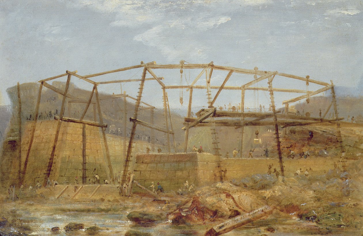 Spur Points van Pieren van Binnenhaven, met Cofferdam, mei 1829 door Robert Mackreth