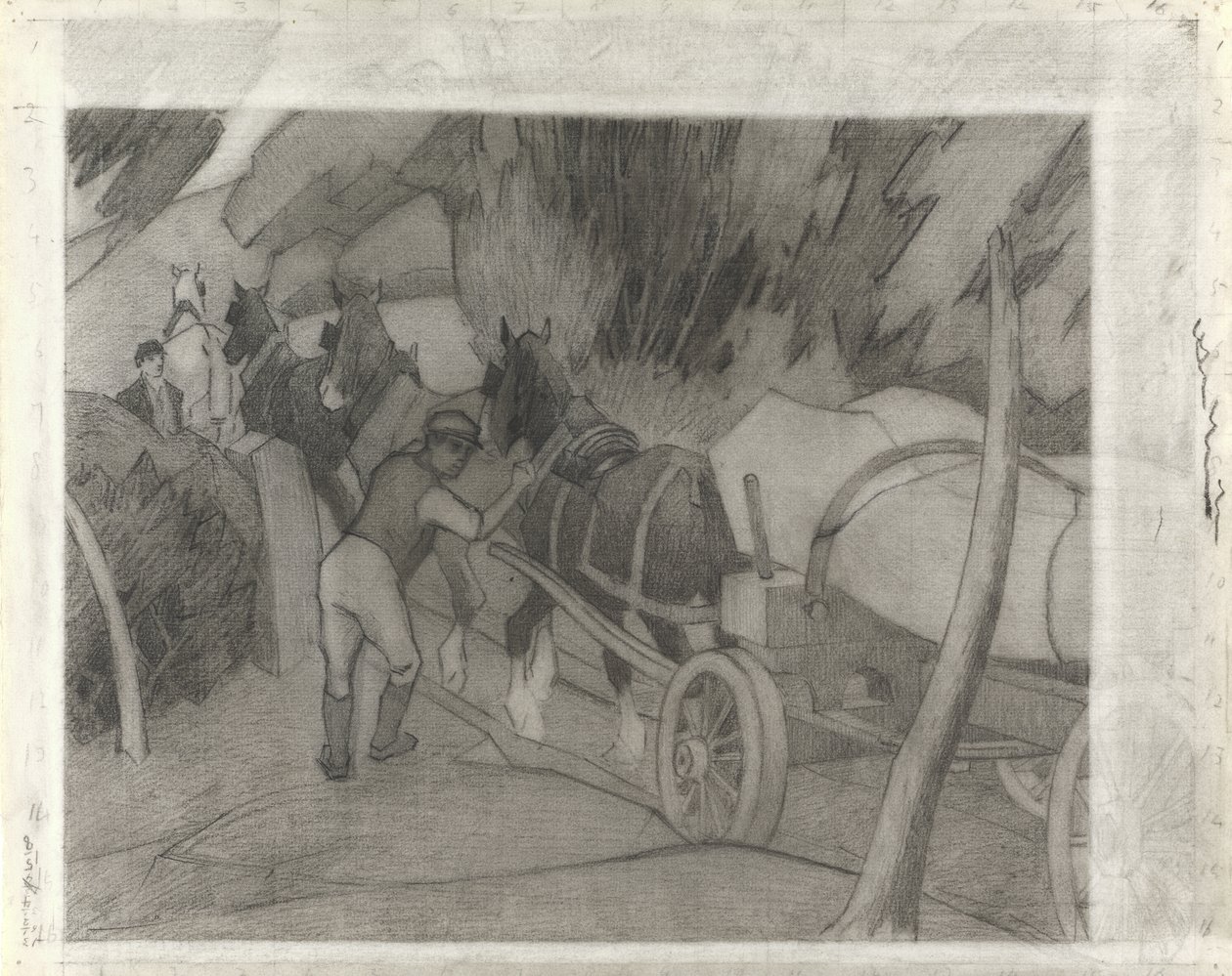 Houttransport, ca. 1917 door Robert Polhill Bevan