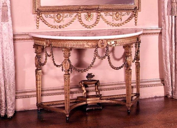 Bijzettafel met scagliola blad, ontworpen door Adam, c.1755 door Robert Adamson