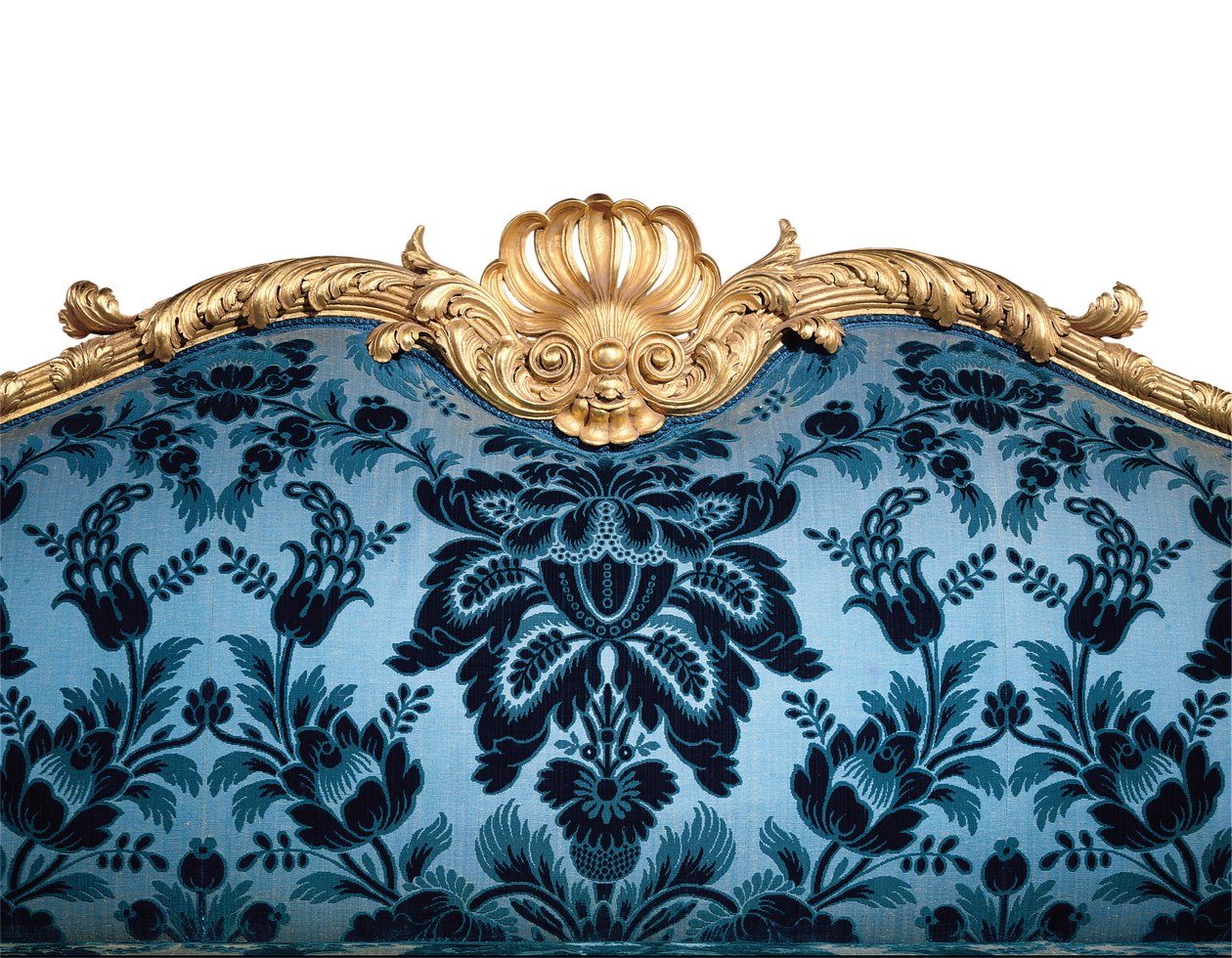 Een George III vergulde houten bank door Robert Adam