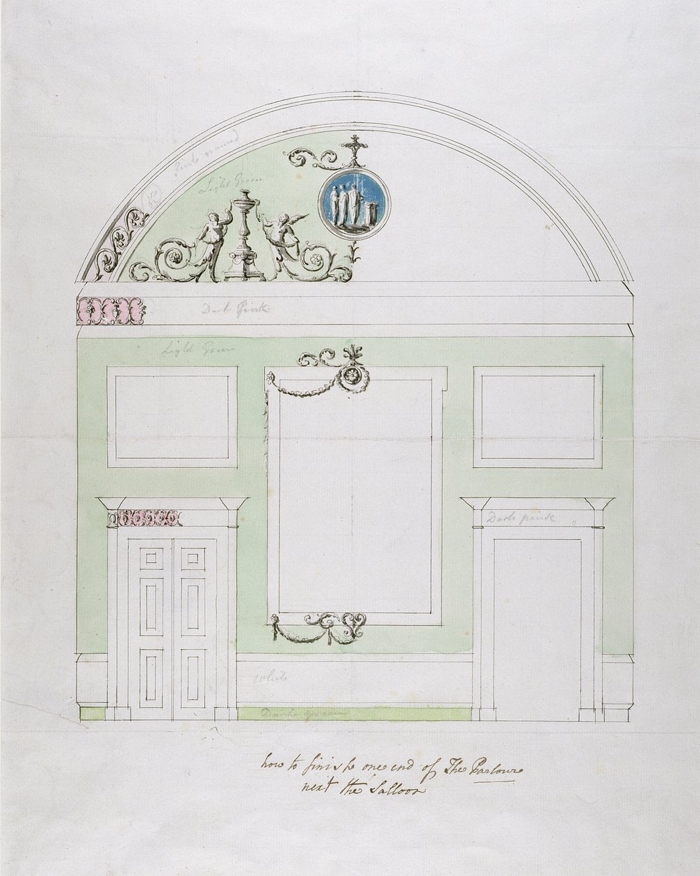 Ontwerp voor de eindmuur van de eetkamer, Headfort House door Robert Adam