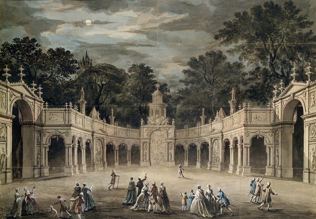 De verlichting bij Buckingham House voor de verjaardag van koning George III, 4 juni 1783 door Robert Adam