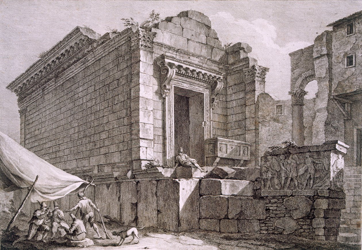 Uitzicht op de Tempel van Aesculapius, pub. 1764 door Robert Adam