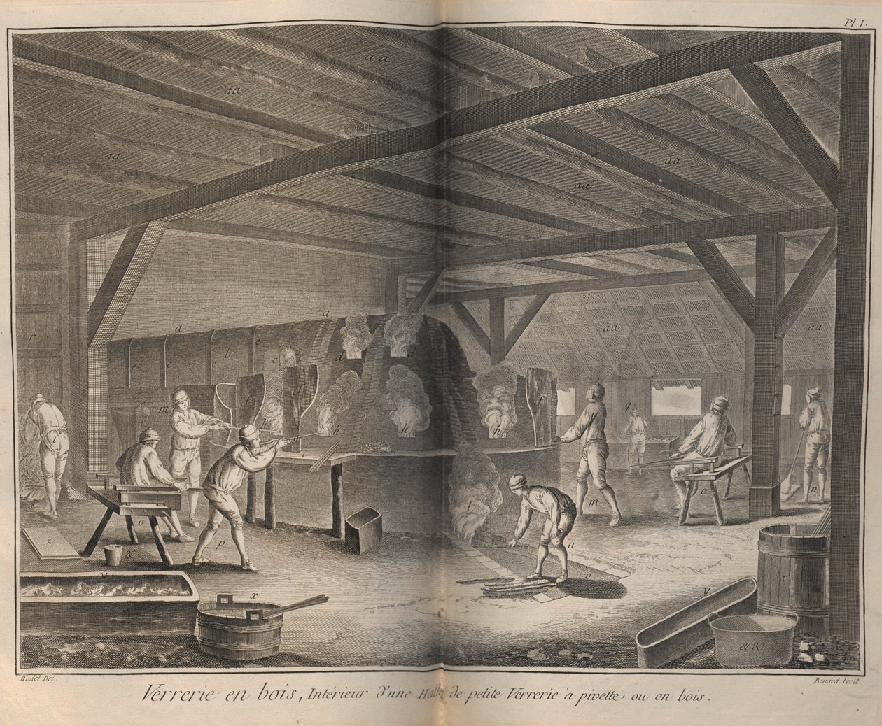 Glas maken. Uit Encyclopédie door Denis Diderot en Jean Le Rond d