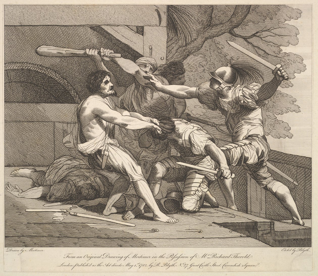 Bestorming van een bandietenbolwerk, 1 mei 1782 door Robert Blyth