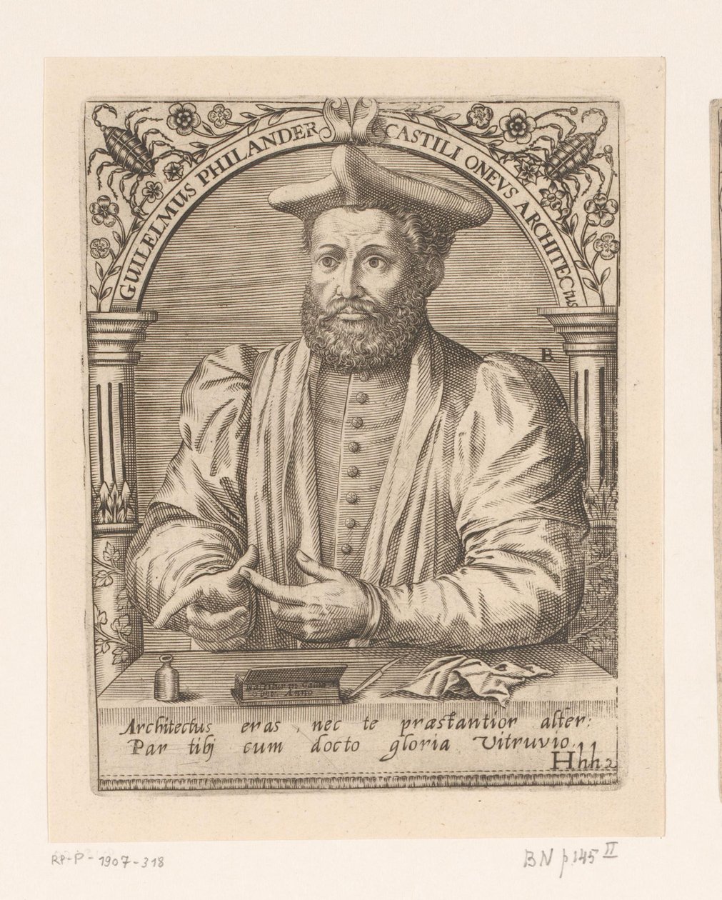 Portret van Guillaume Philandrier door Robert Boissard