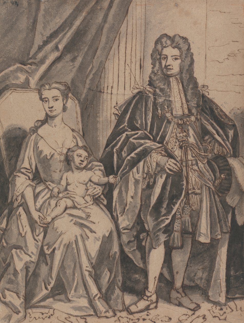 Portret van een Familie, genaamd John Sheffield, Hertog van Buckingham, en Familie door Robert Byng