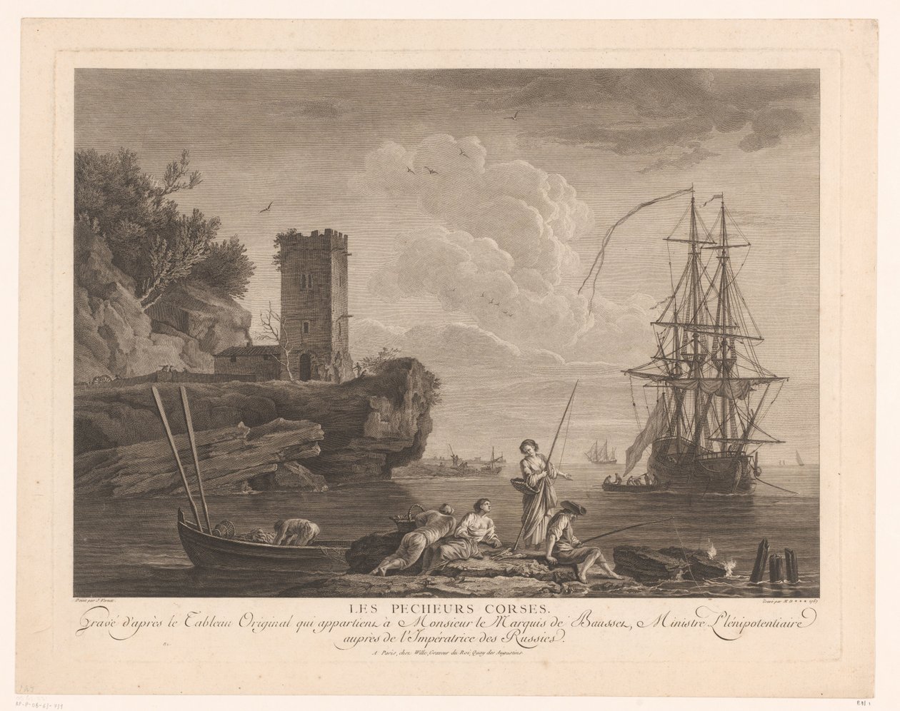 Zeezicht met vissers door Robert Daudet (II) (attributed to)