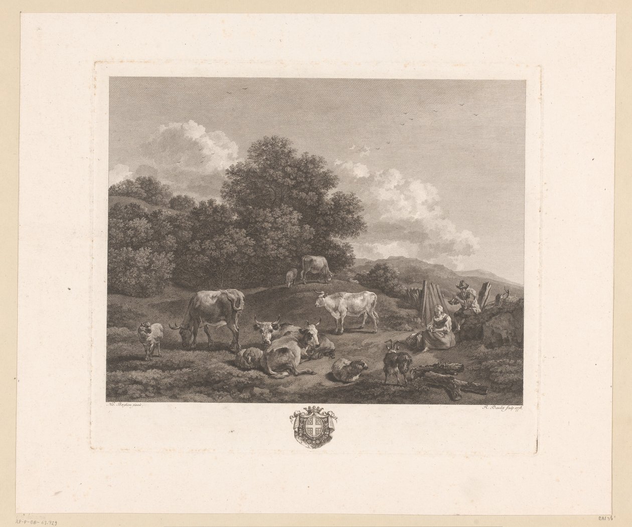 Landschap met herders en vee door Robert Daudet (II)