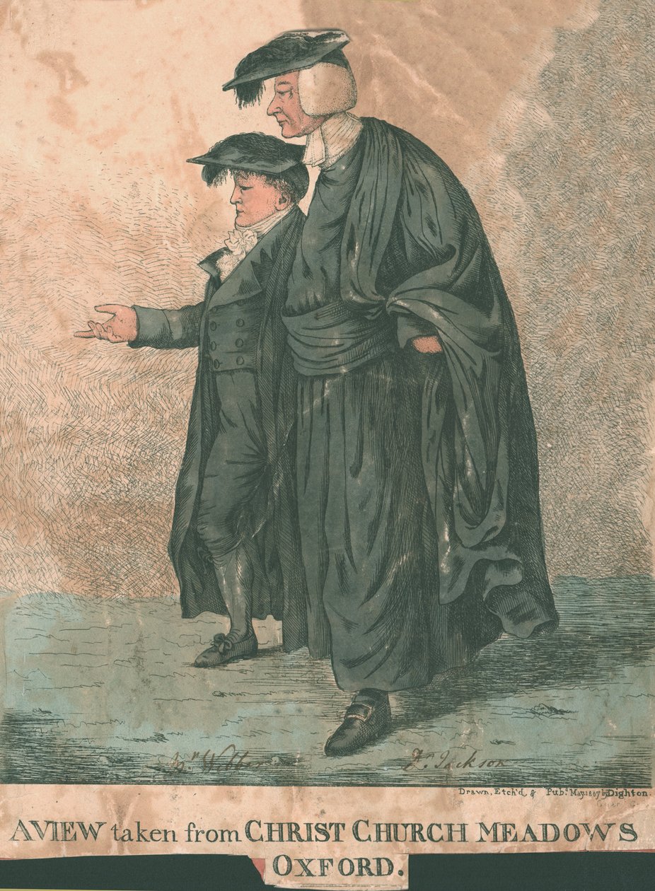 Een uitzicht vanaf Christ Church Meadows, Oxford, 1807 door Robert Dighton