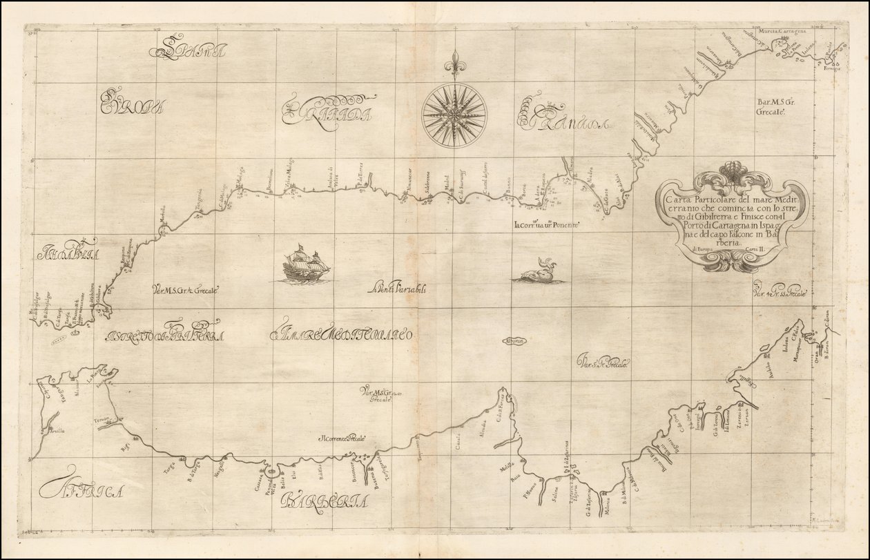 1646 kaart van de westelijke Middellandse Zee en Gibraltar door Robert Dudley door Robert Dudley