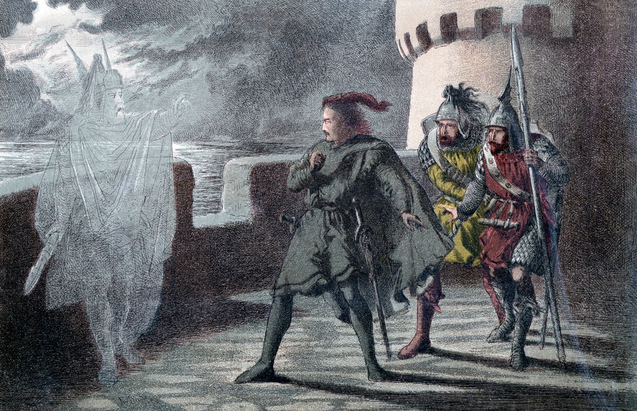 Hamlet ziet de geest van zijn vader op de kantelen van Elsinore Kasteel door Robert Dudley