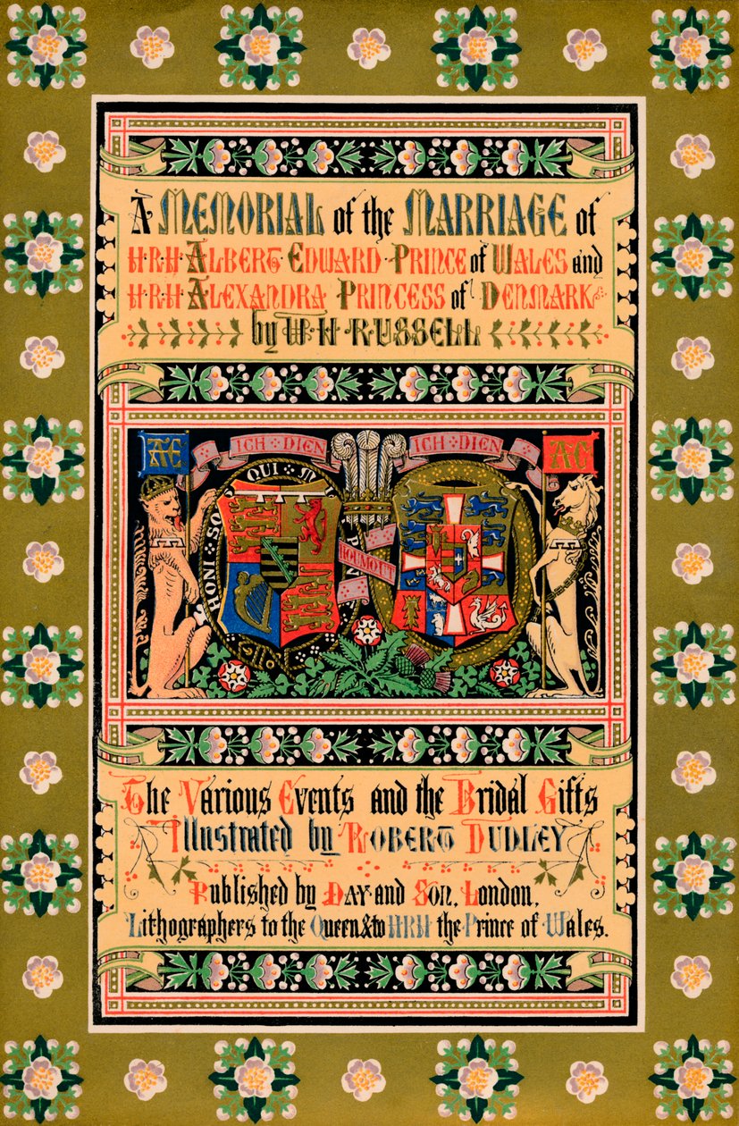 De omslag van Een herinnering aan het huwelijk van ZKH Albert Edward Prins van Wales door Robert Dudley