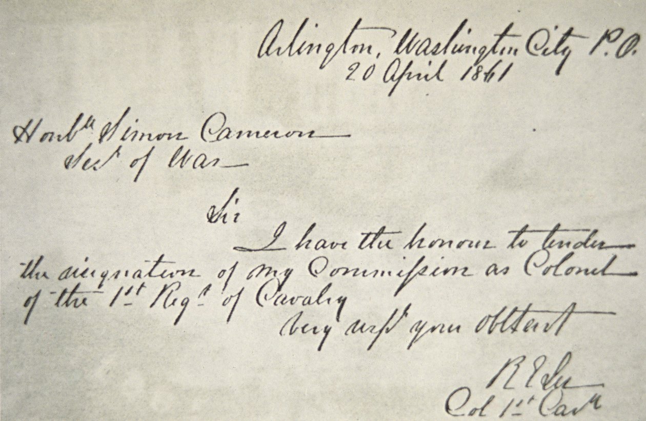 Ontslagbrief van Robert E. Lee uit het Federale Leger, 20 april door Robert E. Lee