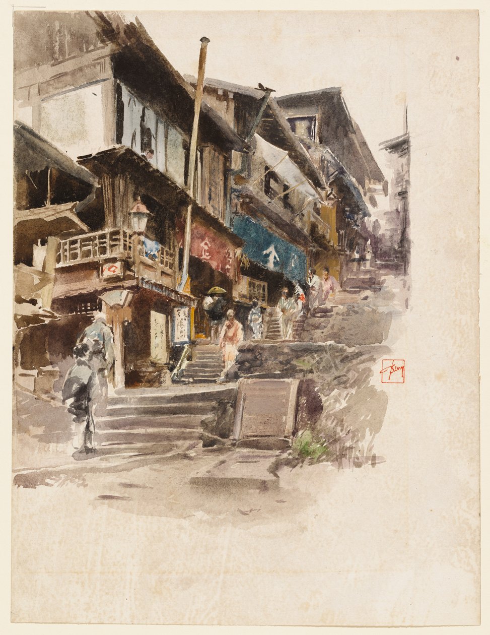 Een straat in Ikao, Japan, II door Robert Frederick Blum