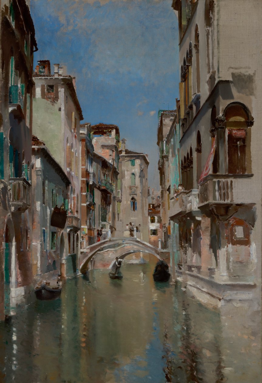 Kanaal in Venetië, San Trovaso wijk, ca. 1885 door Robert Frederick Blum