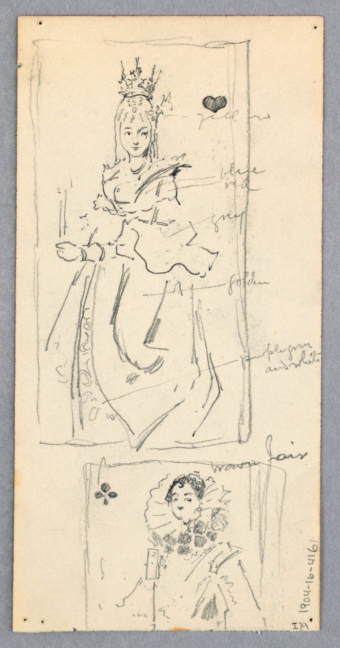 Tekening, Straatbeeld, Italië (recto); Twee ingelijste afbeeldingen van vrouwen op speelkaarten (verso), 1882 door Robert Frederick Blum
