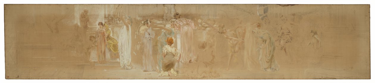 Studie voor een Processie, "Vintage Festival," Mendelssohn Glee Club, New York, NY door Robert Frederick Blum