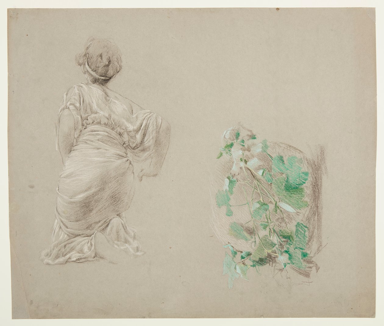 Studie voor een Knielende Vrouw, "Wijnfeest," Mendelssohn Glee Club, New York, NY door Robert Frederick Blum