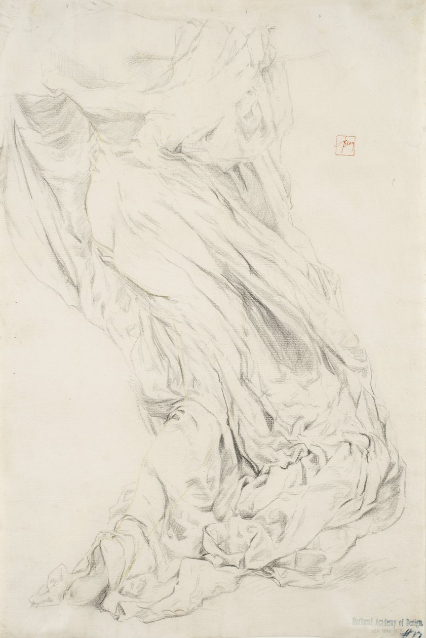 Studie van draperie voor Moods to Music muurschildering door Robert Frederick Blum