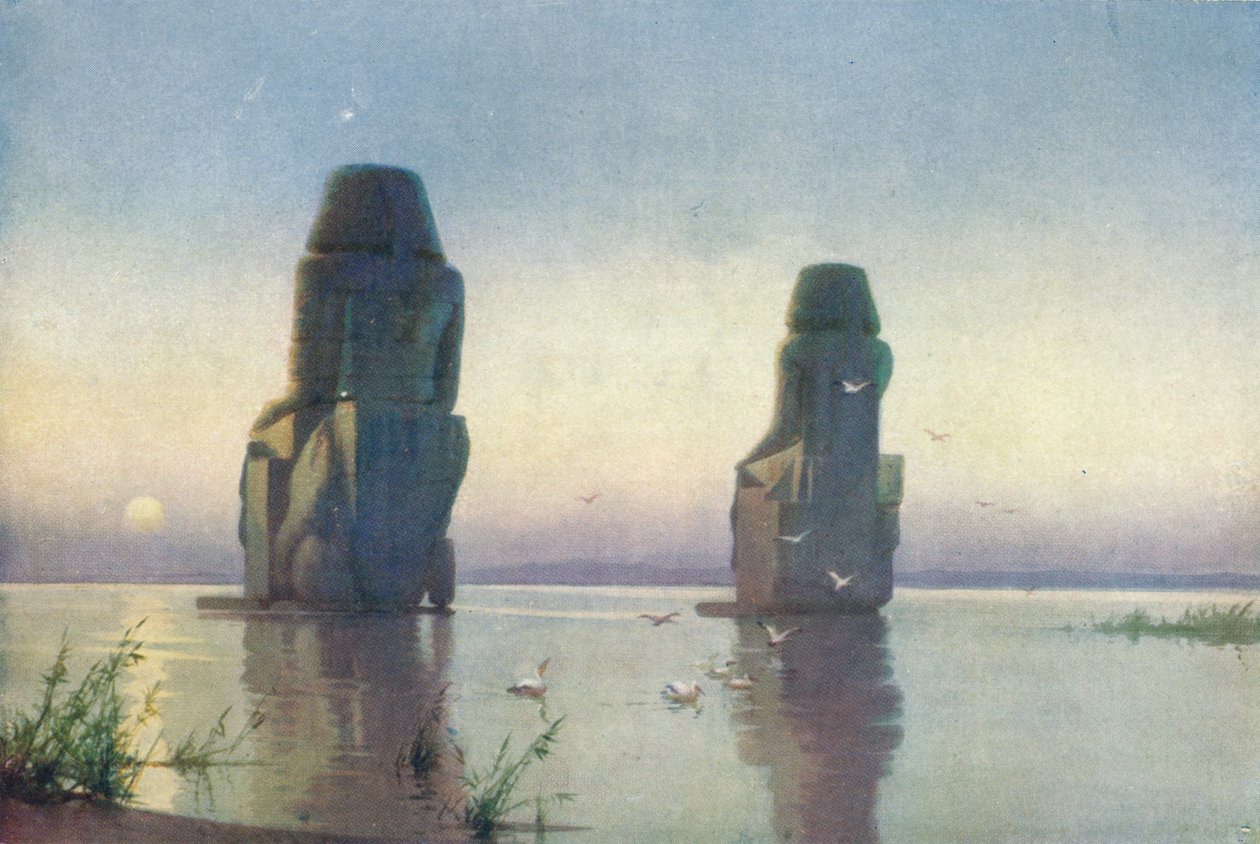 De Kolossen van Thebe - Maanopkomst, ca. 1880, 1904 door Robert George Talbot Kelly