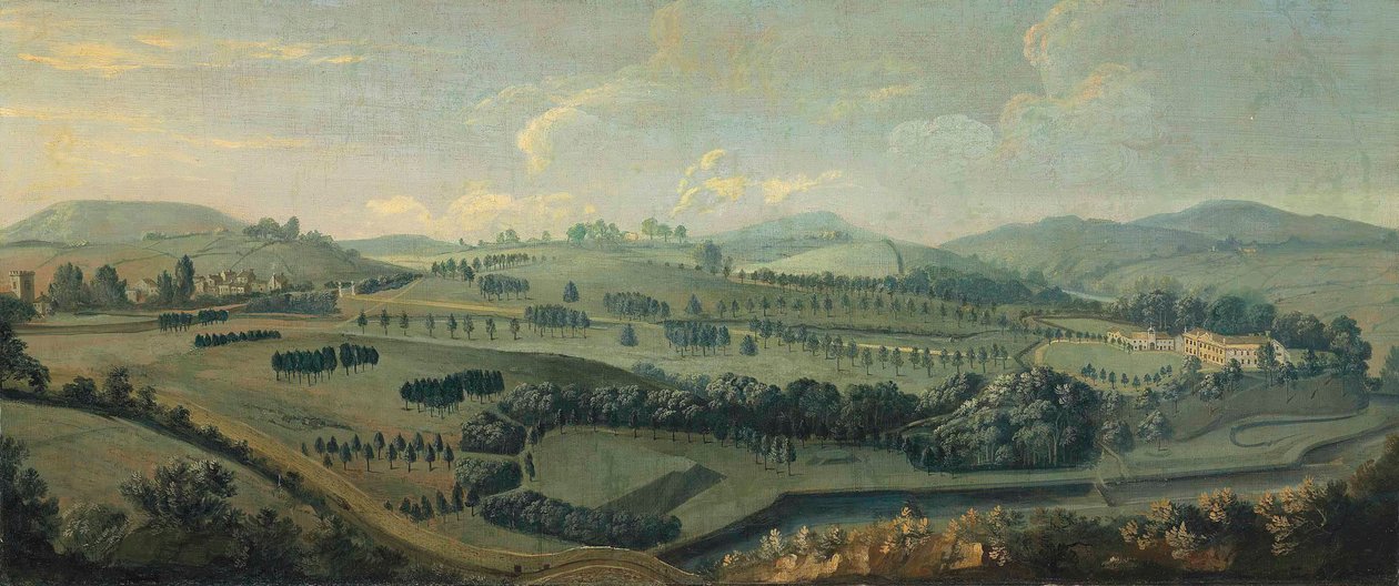Een uitzicht op Gisburne Park, Yorkshire, en het park door Robert Griffier