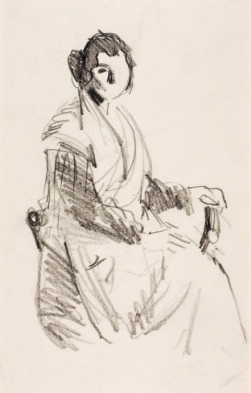 Zittende vrouw door Robert Henri