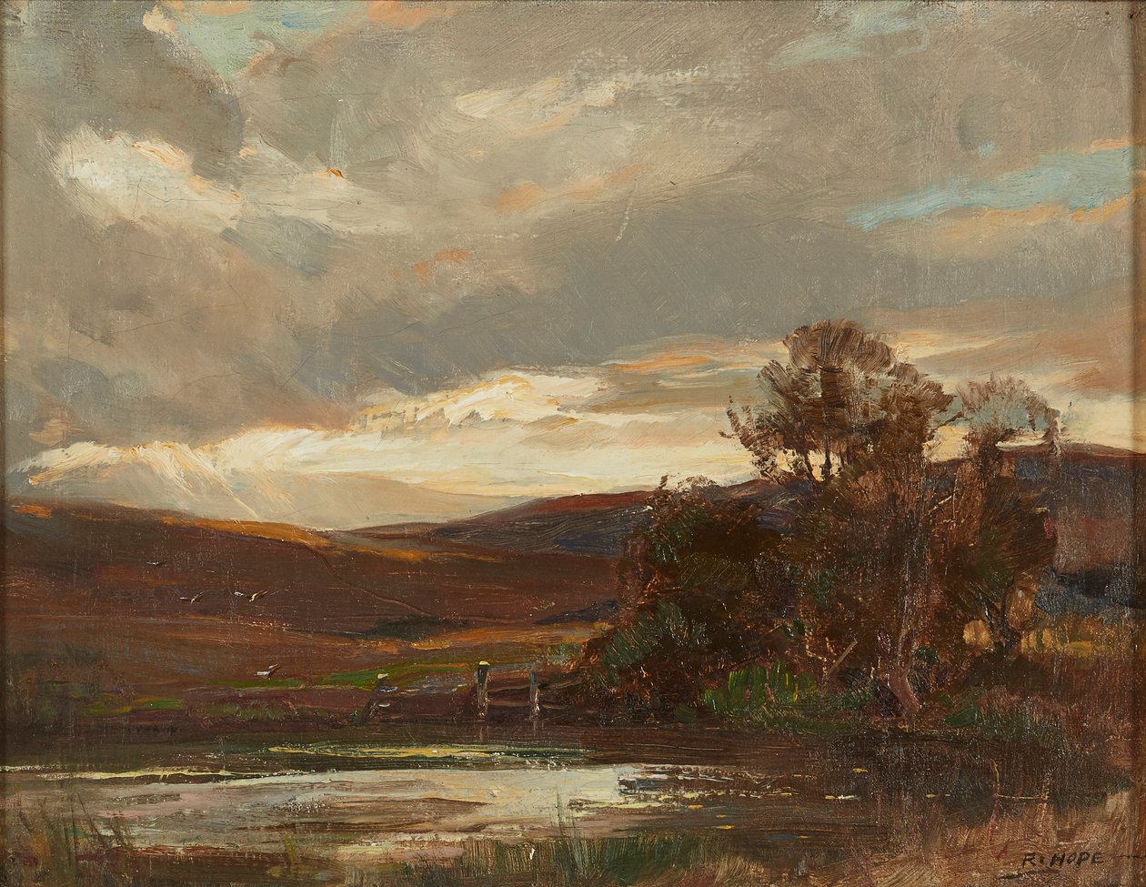 Avond op de Swire Road, Ettrick Bridge door Robert Hope