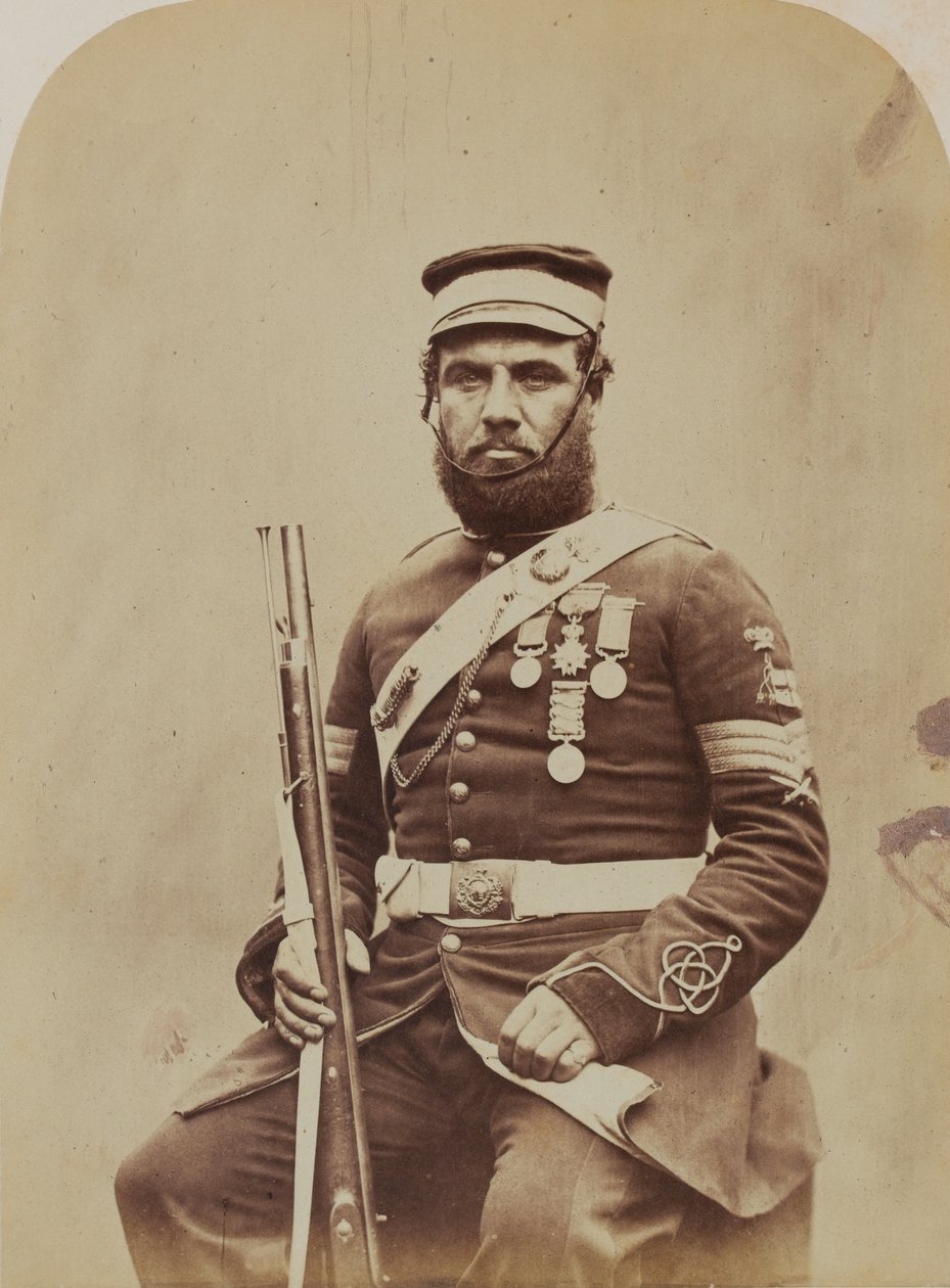 Kleur-Sergeant J. Stanton, Royal Sappers and Miners, 1856 door Robert Howlett