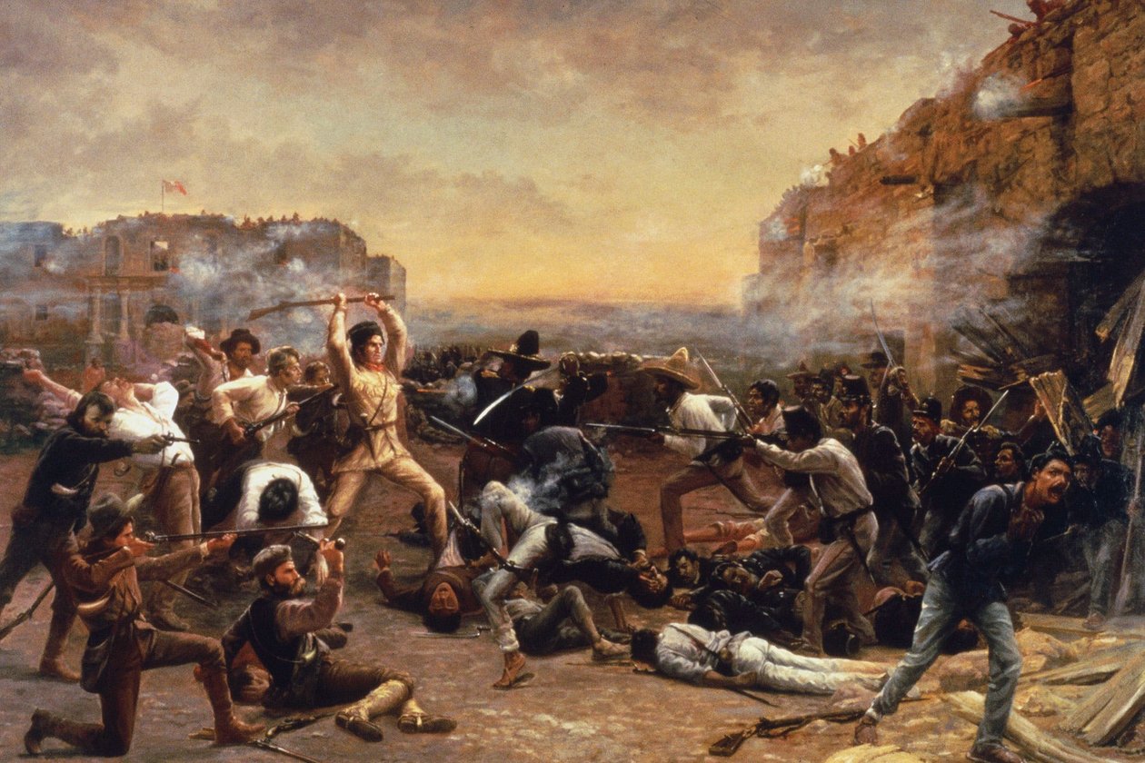 De val van het Alamo of Crocketts laatste stand door Robert Jenkins Onderdonk
